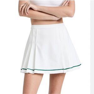 Tory Sport White Skater Skirt with Green Trim